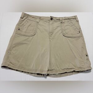 Khakis & Co Tan Cargo Shorts Women’s Size 14 Cotton Stretch Utility Casual